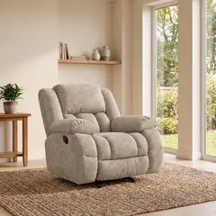 ELITE LIVING - SILLA RECLINABLE ALLY MECEDORA MICROFIBRA ALMENDRA