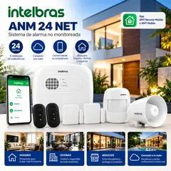 INTELBRAS - Kit Alarma ANM 24 NET 24 Zonas con Sensores, Controles y Sirena para Seguridad