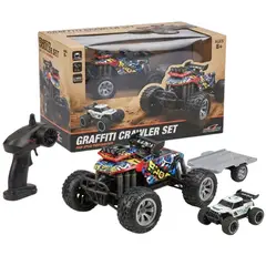 GENERICO - Carro RC 4x4 A Control Remoto Con Remolque 2 En 1 Todoterreno Spray Y Buggy
