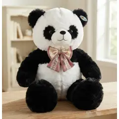 INFANTILES CAJUROMIX - Oso De Peluche Panda Gigante Blanco Y Negro Con Moño