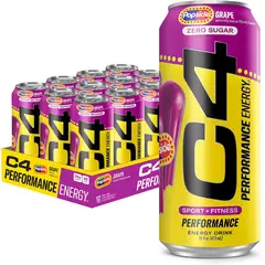 CELLUCOR - Energizante C4 Energy Drink GRAPE POPSICLE - 12 latas
