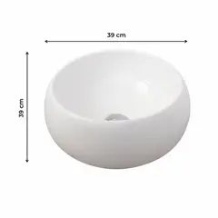 PAMO - Lavamanos de Sobreponer Redondo Porcelana Blanca 39 x 39 cm