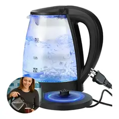 CLEAR - Tetera Eléctrica De Vidrio 1.8L Hervidor Calidad Ultra