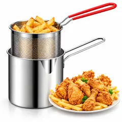 GENERICO - Olla Freidora Acero Inoxidable Con Canastilla Escurridora