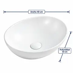 PAMO - Lavamanos de Sobreponer Ovalado Blanco Mate 40 x 33 cm