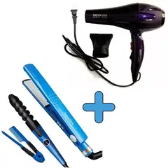 WAER - Combo Plancha Nanotitanium peine rizador y Secador Nova