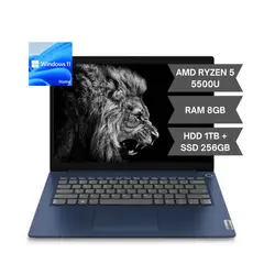 Lenovo - PORTATIL IDEAPAD 3 / AMD RYZEN 5 5500U / RAM 8GB / HDD 1TB / SSD 256GB / WIN 11 HOME / 14"
