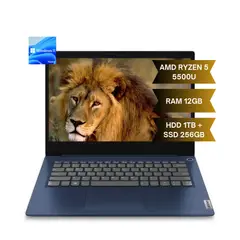 Lenovo - PORTATIL IDEAPAD 3 / AMD RYZEN 5 5500U / RAM 12GB / HDD 1TB / SSD 256GB / WIN 11 HOME / 14"