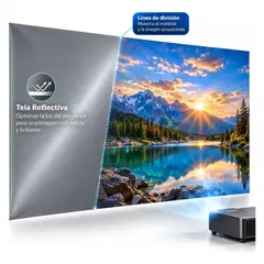 TECNOHOGAR JS - Pantalla Proyector 100 Pulgadas Telón Reflectivo Gris Tela