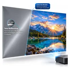 TECNOHOGAR JS - Pantalla Proyector 100 Pulgadas Telón Reflectivo Gris Tela