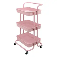 GENERICO - Carrito Organizador Auxiliar Multifunción 3 Niveles Mundo In Color Rosa