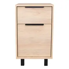 RTA MUEBLES - Mesa De Noche Con 1 Cajon Y Estante Con Puerta Muebles para el Hogar Color Marrón Claro