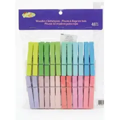 GENERICO - Set De Pinzas De Madera Para Ropa Y Manualidades X 48 Piezas
