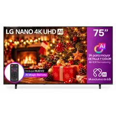 LG - Televisor 75" Pulgadas 75NU85 Nano 4K UHD Smart TV webOS con IA + Control Magic