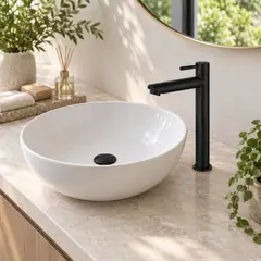 PAMO - Grifería Alta para Lavamanos Negra de Agua Fría