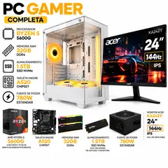AMD RYZEN - PC GAMER RYZEN 5 5600GT - RAM 32GB - 1.5TB - BOARD A520 - MONITOR 24" 144Hz- CHASIS EVA COSMIC