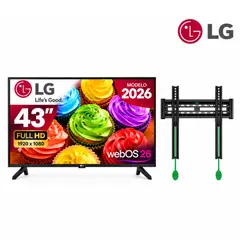 LG - Combo Televisor de 43 pulgadas Full HD Smart TV con IA + Soporte de Pared Fijo TV de 32" a 75"