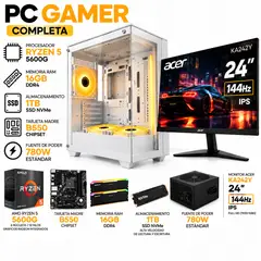 AMD RYZEN - PC GAMER RYZEN 5 5600GT - RAM 16GB - SSD 1TB - BOARD B550 - MONITOR 24" 144Hz- CHASIS EVA COSMIC