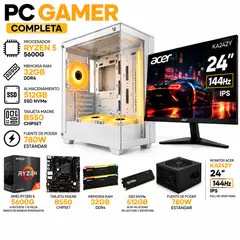 AMD RYZEN - PC GAMER RYZEN 5 5600GT - RAM 32GB - SSD 512GB - BOARD B550 - MONITOR 24" 144Hz- CHASIS EVA COSMIC