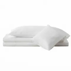 GENERICO - Juego de Cama Premium 600 Hilos Doble Blanco