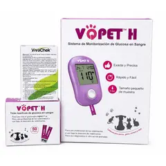 DATASAVE - Kit Glucometro Veterinario Vqpet H 60 Pruebas Violeta