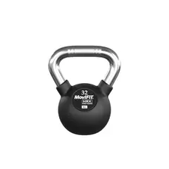 MOVIFIT - Pesa Rusa Kettlebell 32 kg Recubierta en Caucho Mango Cromado