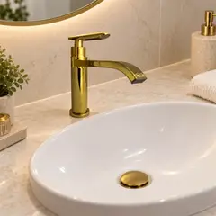 PAMO - Llave para Lavamanos Agua Fría Dorada