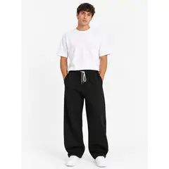 URBAN PLUS - Pantalon jogger hombre bota ancha en algodon negro baggy