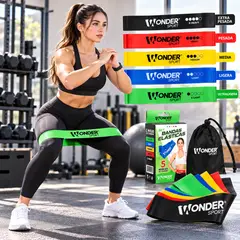 WONDER SPORT - BANDAS ELASTICAS CERRADAS TIPO THERABAND SET O KIT X 5 UNIDADES