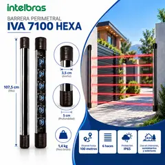 INTELBRAS - Barrera Perimetral IVA 7100 HEXA 6 Haces Infrarrojos 100 m IP65 Exterior