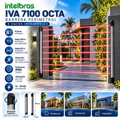 INTELBRAS - Barrera Perimetral IVA 7100 OCTA 8 Haces Infrarrojos 100 m IP65 Exterior
