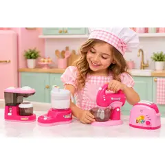 GENERICO - SET 4 PIEZAS COCINA JUGUETE NIÑAS DIDACTICO LICUADORA BATIDORA TOSTADORA