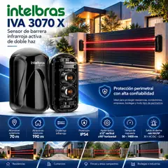INTELBRAS - Sensor Barrera Infrarroja IVA 3070 X Doble Haz 70 m Exterior Protección IP54