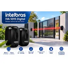 INTELBRAS - Sensor Barrera Infrarrojo IVA 5015 Digital Haz Único 30 m Interior 15 m Exterior IP55