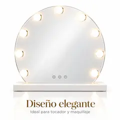 GENERICO - Espejo Hollywood LED Maquillaje Tocador 9 Luces Táctil Regulable Blanco