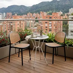ENTRE NOS HOME - Juego de Balcón Carter Negro Beige y Mesa Metálica Spider Blanca