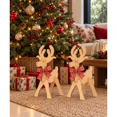 VETTA HOME - Reno decoración navidad en Madera Playwood 57 cm alto x 2 unidades