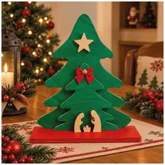 TIZZY DISEÑO - Pesebre Navideño en Madera Color Verde