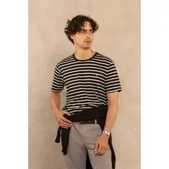 DANTE - Camiseta Antimanchas Rayas Negro y Blanco