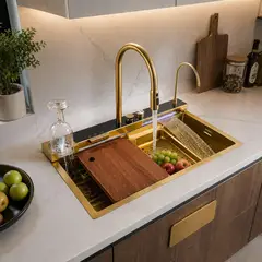 PAMO - Lavaplatos Inteligente Full Oro 75 x 46 x 21 cm con Lava Vasos
