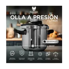 MAISON 123 - Olla a Presión 7 Litros Acero Quirúrgico Maison Cook | Cocción Ultrarrápida
