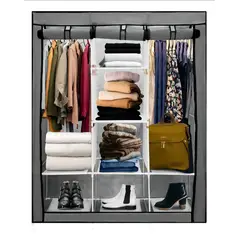 GENERICO - Closet Armario Plegable De Tela 3 Puertas Portátil Color Gris