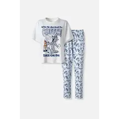 WARNER BROS - PIJAMA DE TOM Y JERRY CON PANTALON LARGO PARA MUJER