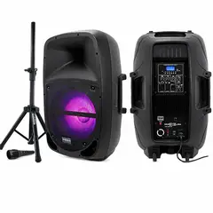 MAXLIN - Cabina Activa MX15E 15 Pulgadas LED Con Trípode Y Micrófono