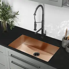 PAMO - Lavaplatos Empotrado Acero 304 Oro Rosa 60 x 45 x 21 cm