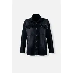 MOVIES - CHAQUETA DE NEGRA CON TACHES DECORATIVOS PARA MUJER