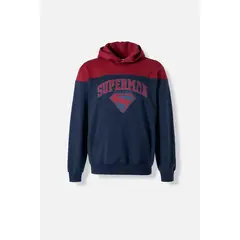 DC COMICS - BUZO DE SUPERMAN AZUL Y ROJO CON CAPUCHA PARA HOMBRE