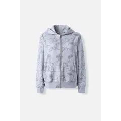 SNOOPY - BUZO DE GRIS CON CIERRE FRONTAL PARA MUJER