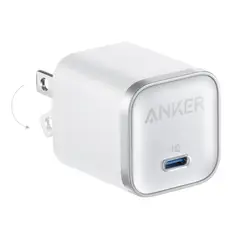 ANKER - Cargador Nano 45W USB-C GaN Carga Rápida Compacto para iPhone, Android y iPad Blanco