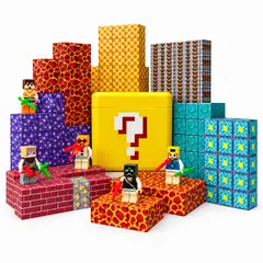 SHUGS - Juego Cubos Magnéticos Lucky Block 200 Piezas 6 Figuras Minecraft